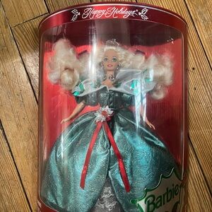 Barbie Happy Holidays Doll in Teal and Red Gown